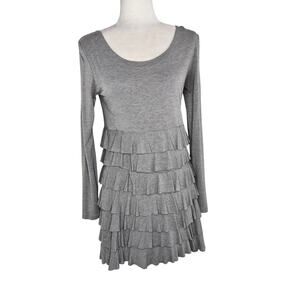 🎄 Soft Surroundings EUC ruffle pullon tunic top mini dress XS grey heather